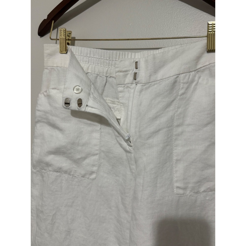 Chicos White 100% Linen Wide Leg Pants Elastic Back Size 0 Regular - Picture 4 of 10